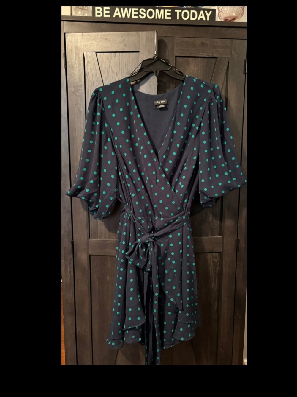 City Chic Navy and Green Dress L/20